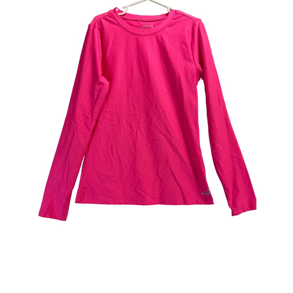 BCG Girls Neon Pink Long Sleeve Active Top Shirt Size M 8-10 Athletic Sport